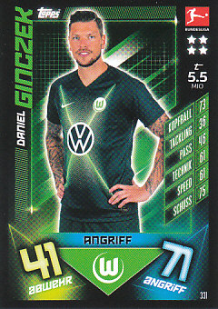 Daniel Ginczek VfL Wolfsburg 2019/20 Topps MA Bundesliga #331